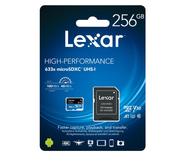 LEXAR microSDXC 256GB 633x 100/45MB/s CL10 adapter - 603806 - zdjęcie 3
